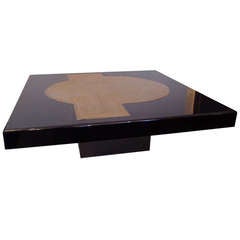 Black Resin and Etched Bronze Square Coffee Table