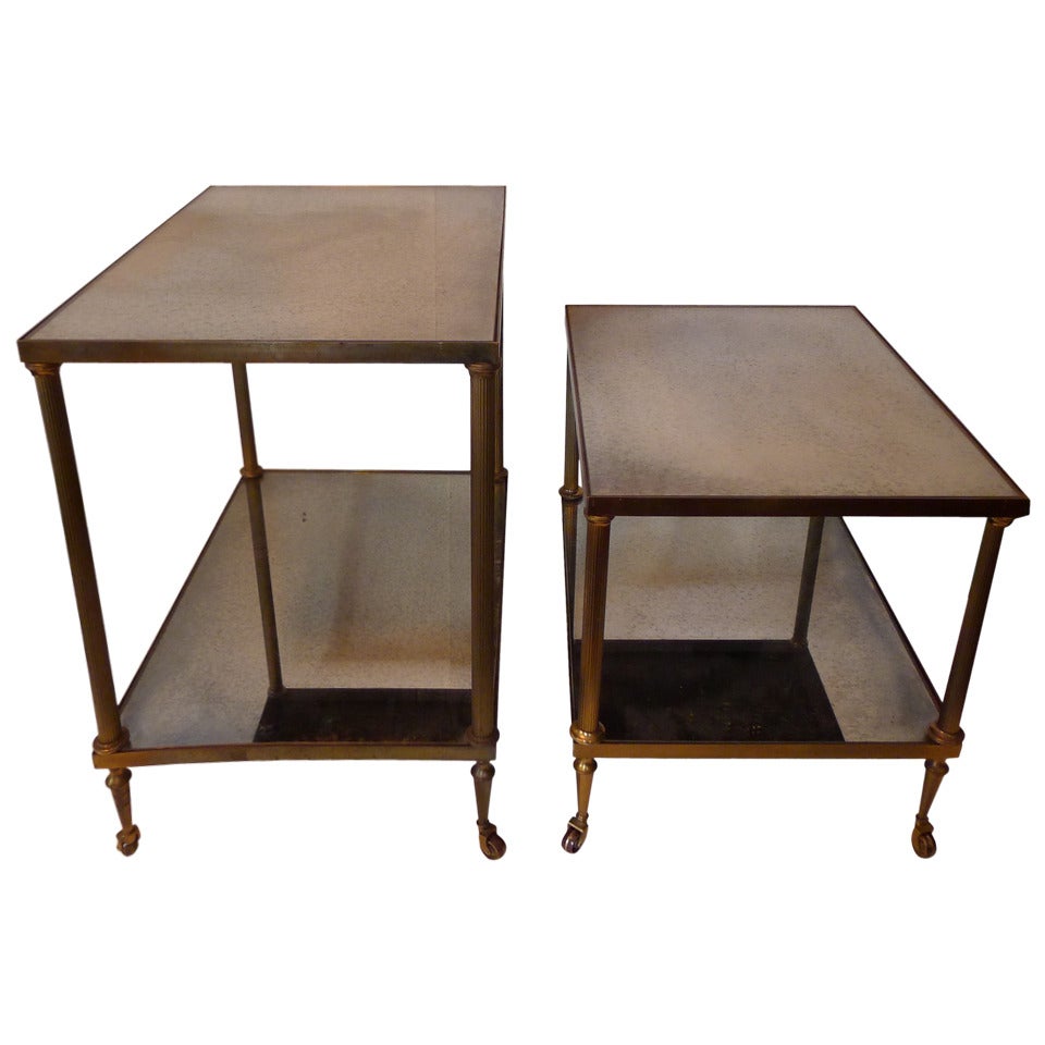 a set of two bar cart in bronze