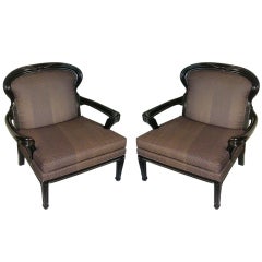 Pair of Sculpted Style Rococo Armchairs Inspired by Majorelle