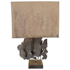 A Silvered Bronze Table Lamp With Coral By Willy Daro