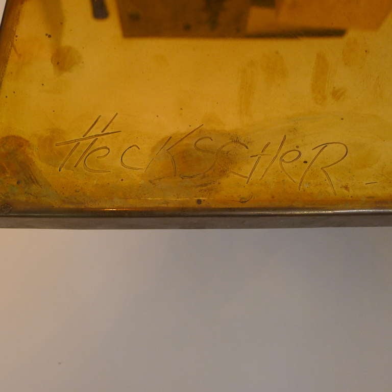 Modern A Fine Bronze Etched Coffee Table Signed By Christian Heckscher