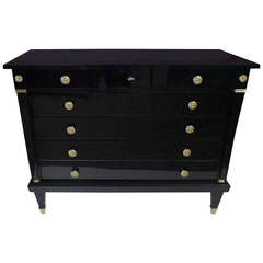 Black Ebonized Chest of Drawers with Bronze Details