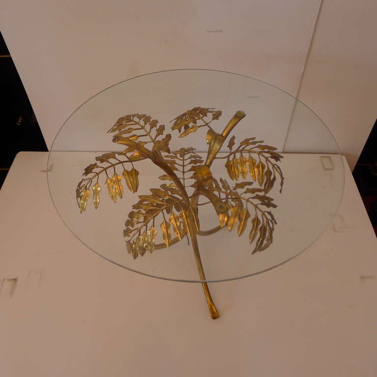 Modern A Gilded Iron Coffee Table with Leaves 