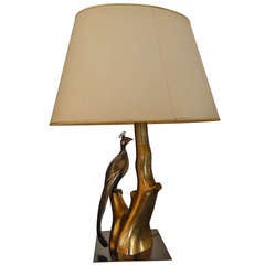 A Willy Daro Peacock Table Lamp In Bronze