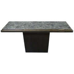 Large Console in Patinated Bronze with Greek Marble Table Top