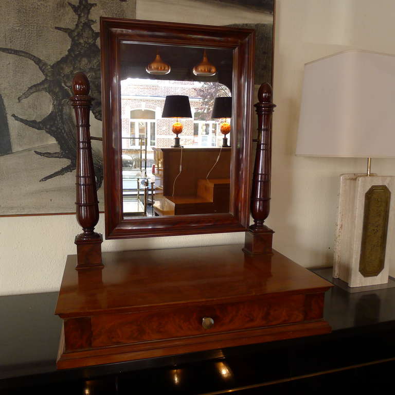 Fine Mahogany Dressing Table Mirror Stamped "Chapuis"