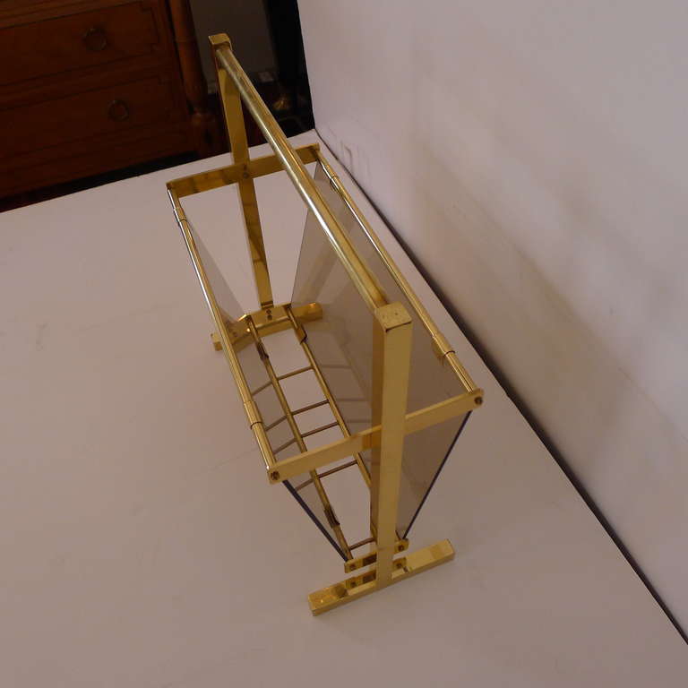 Brass a set of two magazine rack in brass. For Sale