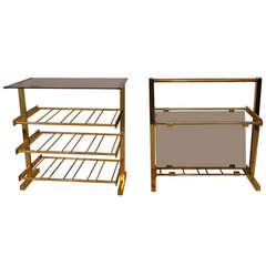a set of two magazine rack in brass.