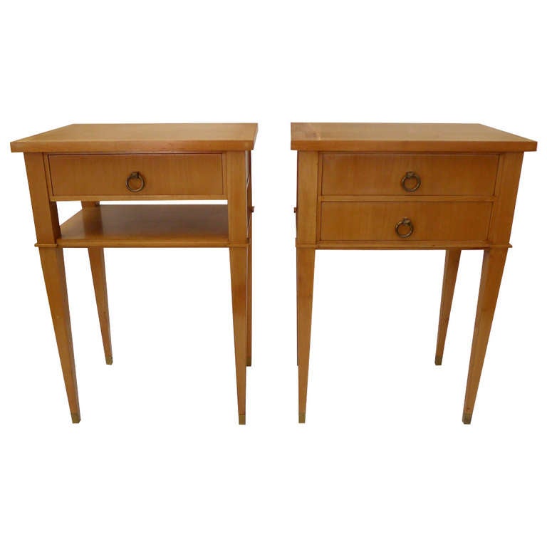 Pair of Side Tables with Bronze Details in the Style of Jacques Adnet