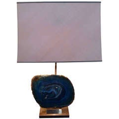 A Fine Agate Table Lamp With Bronze Base