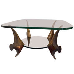 Fine Two Tier Coffee Table with Bronze Legs