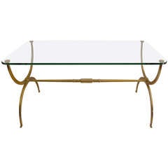 Fine Coffee Table in Bronze with Glass Tabletop
