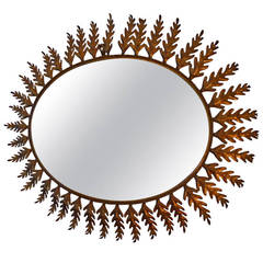 Oak Leaves Gilded Metal Mirror