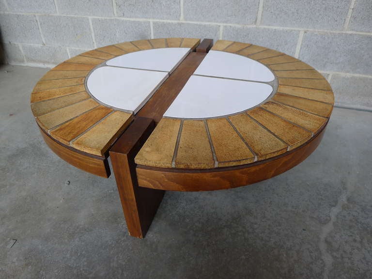 A Round Coffee Table Signed Capron Valauris France