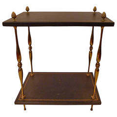 Fine Two-Tier Table with Leather and Bronze Details