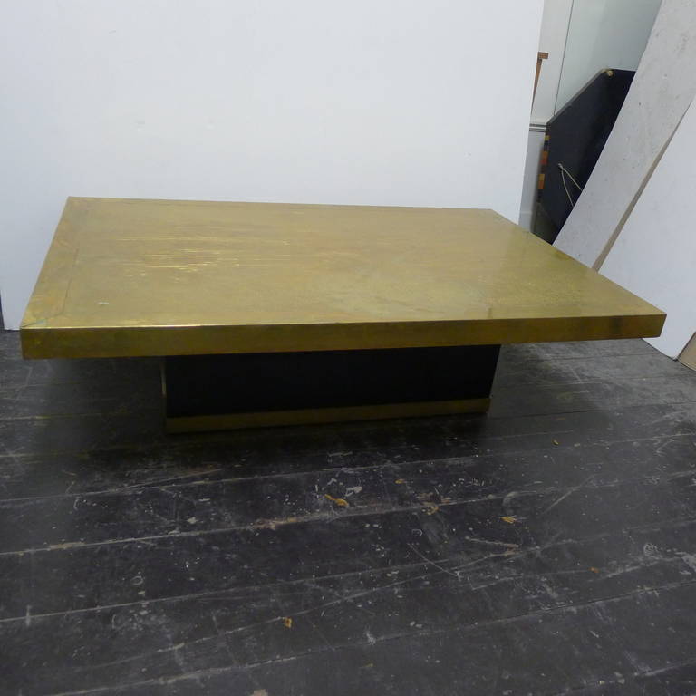 Etched Bronze Coffee Table, Signed Ricco and Dated 1984