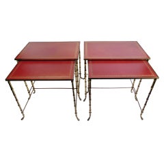 pair of maison Bagues patined bronze nesting tables
