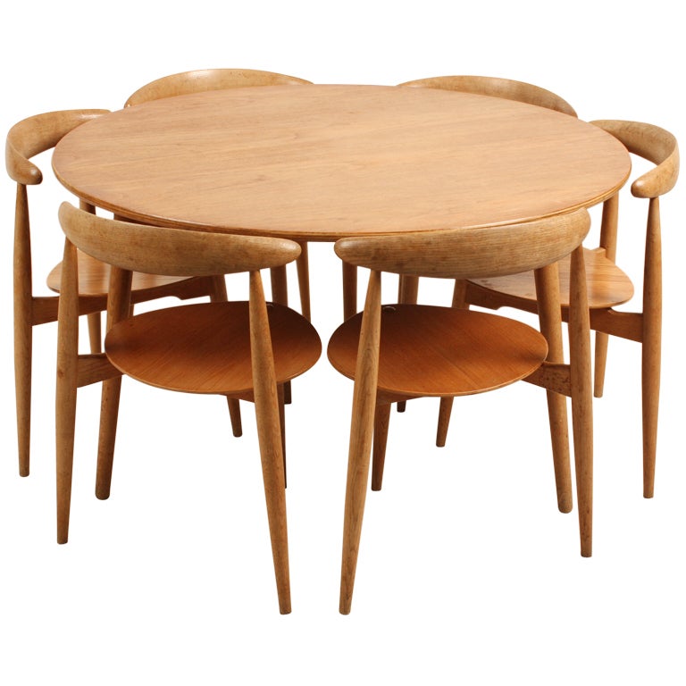 Danish Hans Wegner Three Legged Dining Set