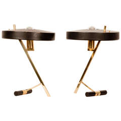 Two Louis Kalff Lamps in Brass for Philips Dutch Design