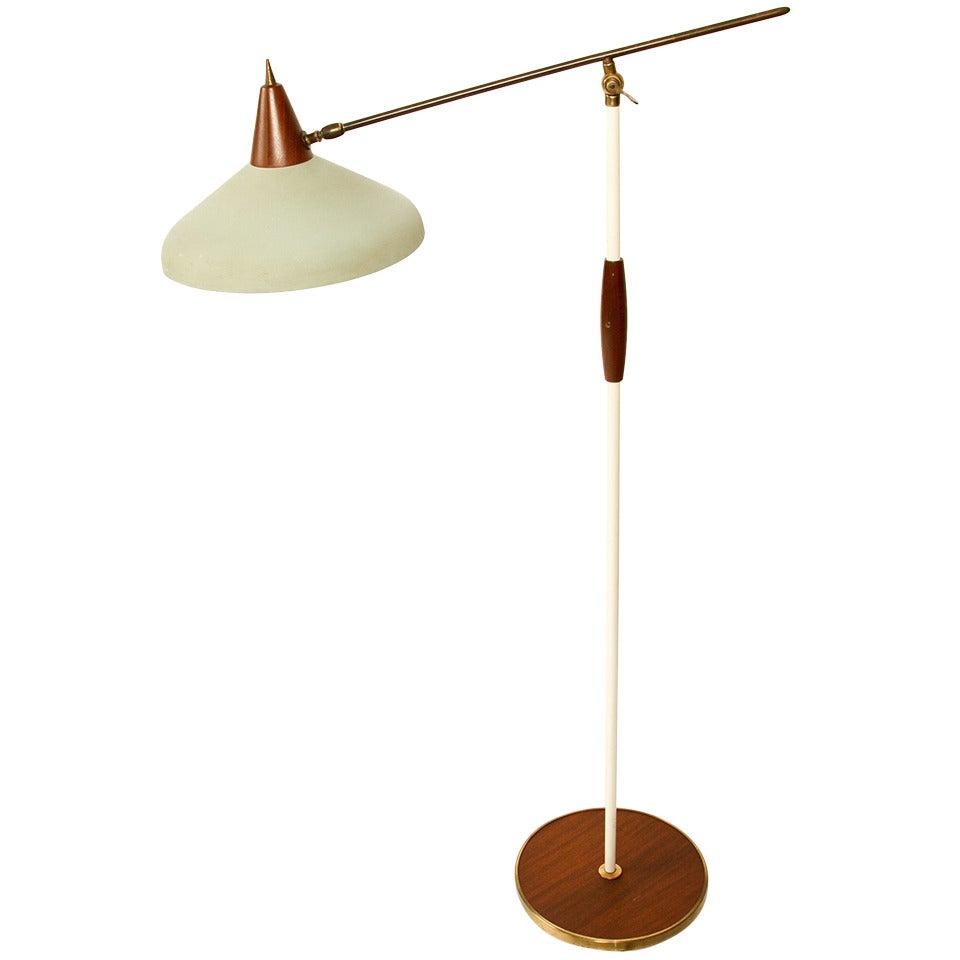 20th Century Teak Floor Lamp in Stilnovo Style