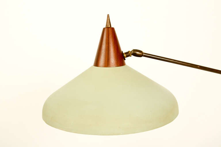 Mid-20th Century 20th Century Teak Floor Lamp in Stilnovo Style