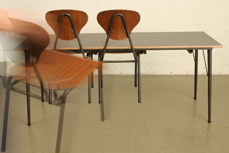 Danish Industrial Diner Set with Hang Up Six Chairs  4