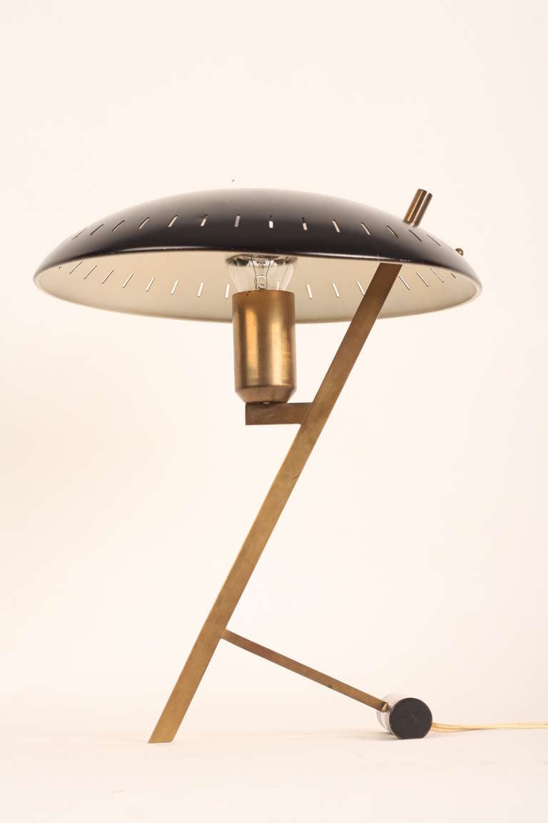 Mid-20th Century Louis Kalff Philips Lamp with Copper Base