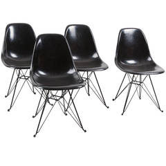 Set of Four Herman Miller Eames Black Sideshells