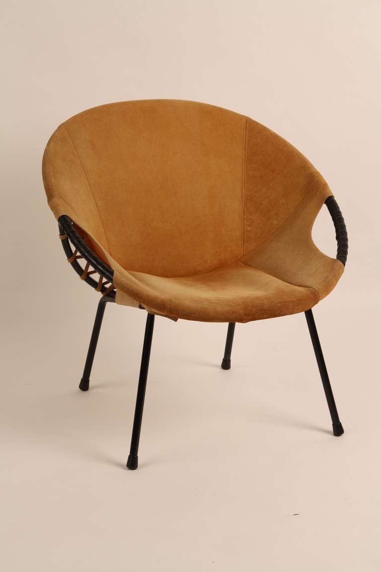 Mid-20th Century Suede Lusch En Co Circle Chair