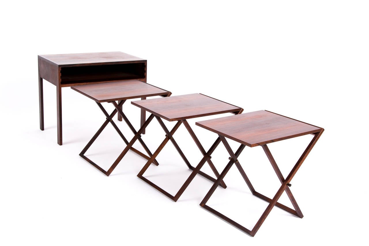 Copper ILLUM WIKKELSO folding table set in warm wood for Silkeborg