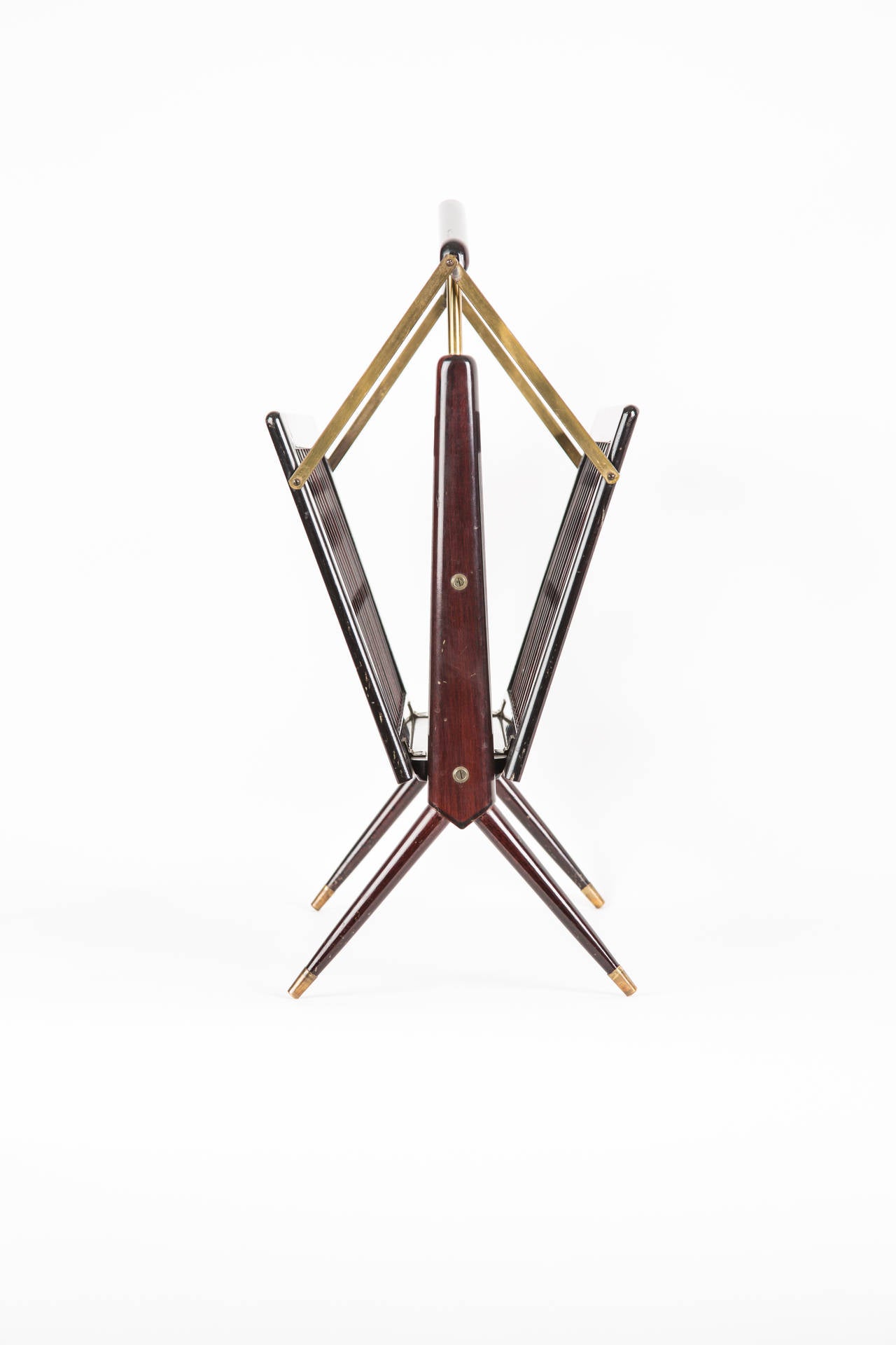 Art Nouveau Warm tropical wood Foldable Magazine Stand  in Gio Ponti Style