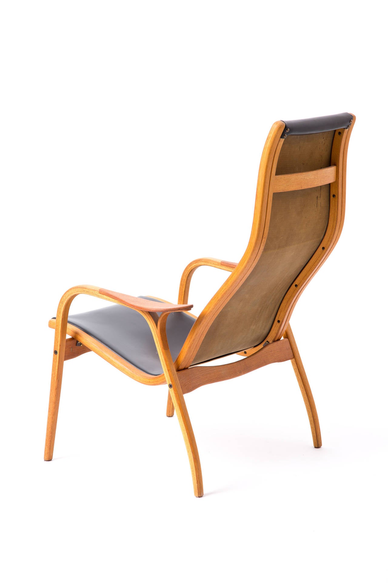 Scandinavian Modern Swedish Lamino Swedese Teak and Leather Chairs