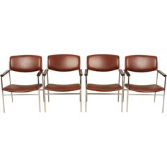 Set of two Dutch Gijs Van Der Sluis Chairs Industrial Style with cognac leather