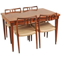 Niels Moller Rosewood table with four chairs Denmark Niels Moller Rosewood table with four chairs Denmark