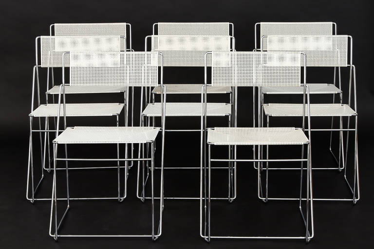 Late 20th Century Set of Six X-Line Chairs Designed by Haugesen for Bent Krogh, Denmark