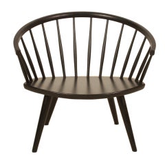 Swedish Yngve Ekström wooden chair oval sculptural