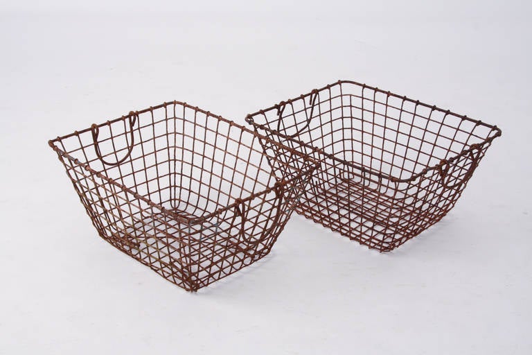 French Oyster Baskets of Metal In Distressed Condition For Sale In LA Arnhem, NL