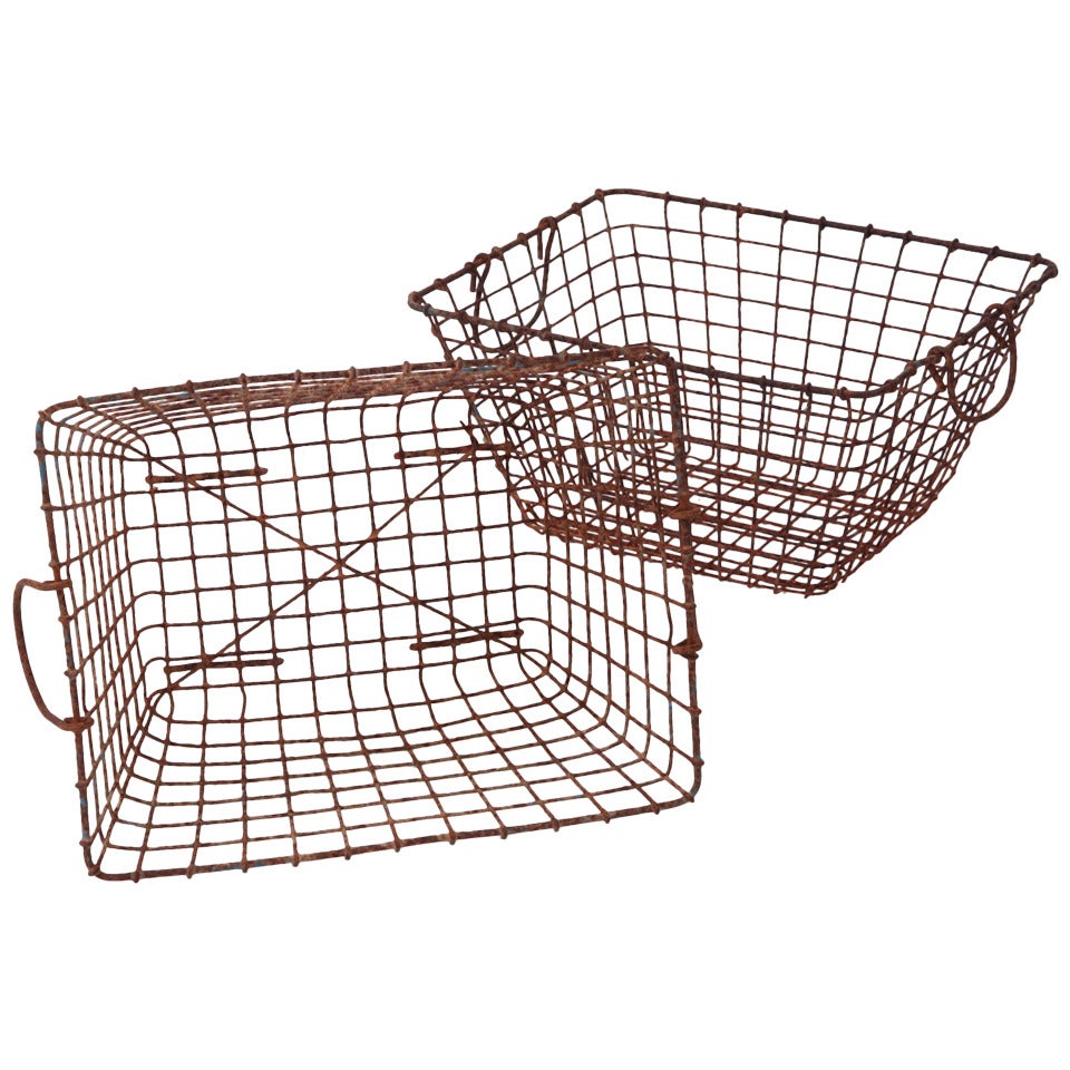 French Oyster Baskets of Metal For Sale