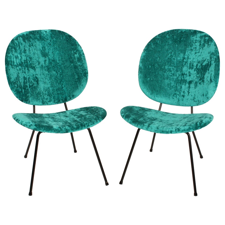 A Set Dutch Design Kembo Chairs with New Lido Upholstering