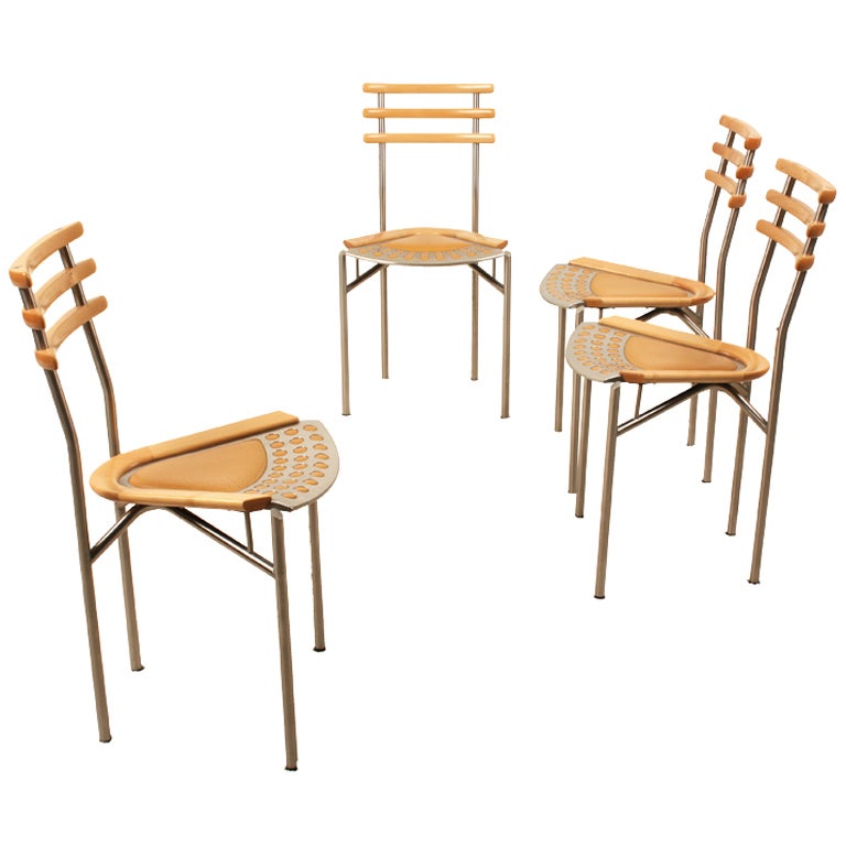 Swiss  Zumsteg Leather and Iron-steel Chairs