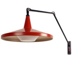 Vintage Rietveld Panama Lamp Gispen Dutch Design Red