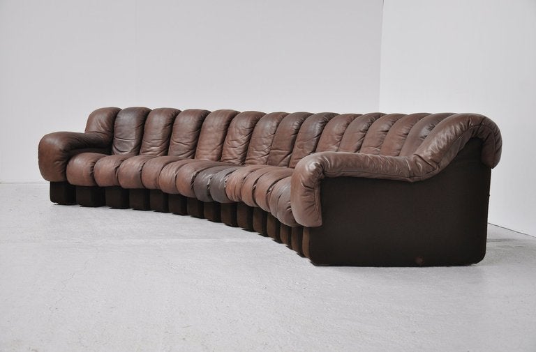 Mid-Century Modern De Sede DS600 sofa in brown leather Ueli Berger Switzerland 1971