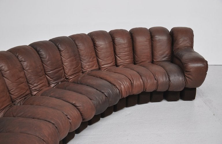 Swiss De Sede DS600 sofa in brown leather Ueli Berger Switzerland 1971