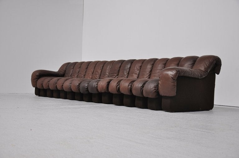 Leather De Sede DS600 sofa in brown leather Ueli Berger Switzerland 1971