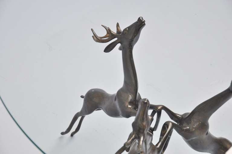 Late 20th Century Bronze Sculptural Deer Coffee Table Regency Belgium 1970