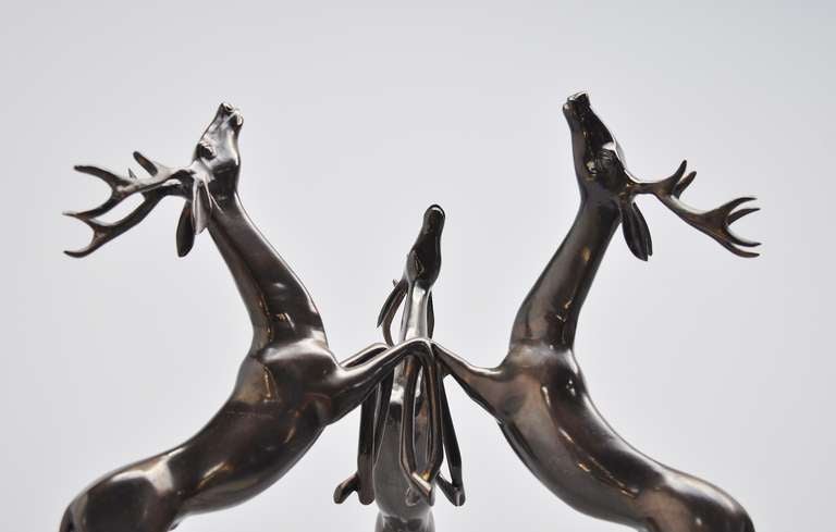 Bronze Sculptural Deer Coffee Table Regency Belgium 1970 2