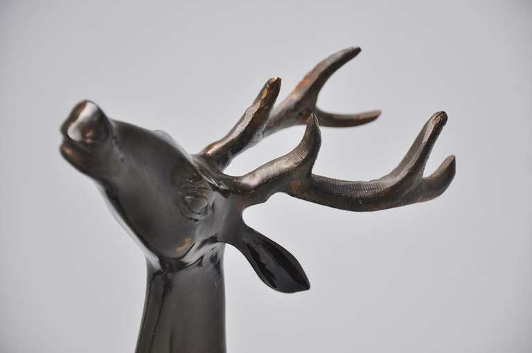Bronze Sculptural Deer Coffee Table Regency Belgium 1970 3