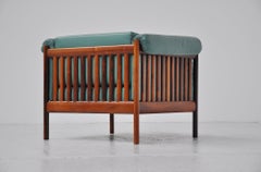 Danish Rosewood Johannes Andersen club chair with green leather seat