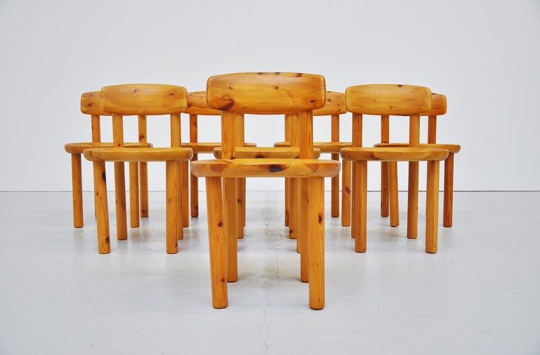 Rainer Daumiller Pine Dining Chairs, Set of Eight, Denmark, 1970 In Excellent Condition In Roosendaal, Noord Brabant