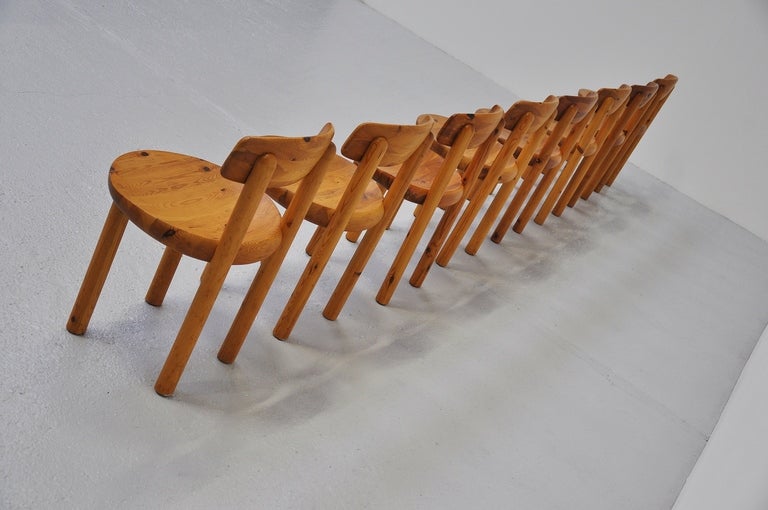 Danish Rainer Daumiller Pine Dining Chairs, Set of Eight, Denmark, 1970